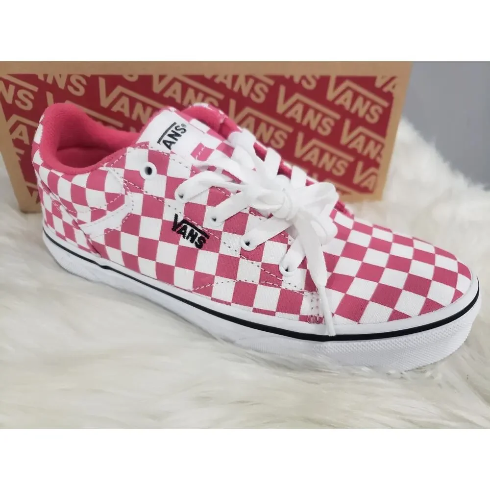NEW YOUTH GIRL Vans Seldan Checkerboard Honeysuckle Pink Sneaker Shoe Skateboard
